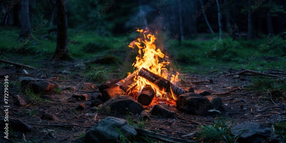 An image of Camping concept with camping fire An image of Camping concept with camping fire