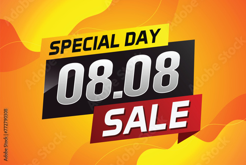 8.8 Special day sale word concept vector illustration with ribbon and 3d style for use landing page, template, ui, web, mobile app, poster, banner, flyer, background, gift card, coupon

