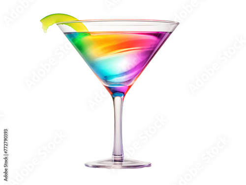 a colorful drink in a martini glass