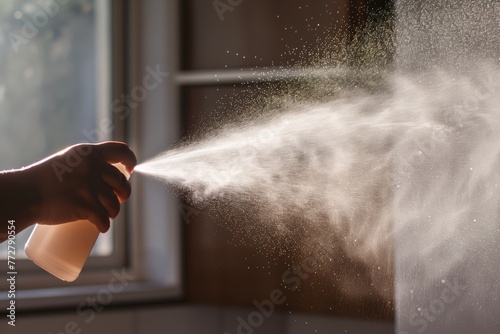 spraying air freshener after cleaning photo