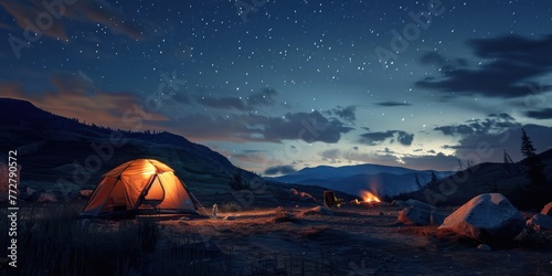 An image of Camping concept with camping night 