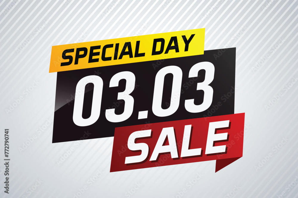 Fototapeta premium 3.3 Special day sale word concept vector illustration with ribbon and 3d style for use landing page, template, ui, web, mobile app, poster, banner, flyer, background, gift card, coupon