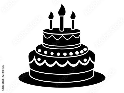 Trendy Flat Design Birthday Cake Icon: Simple Vector Image & Background Queries