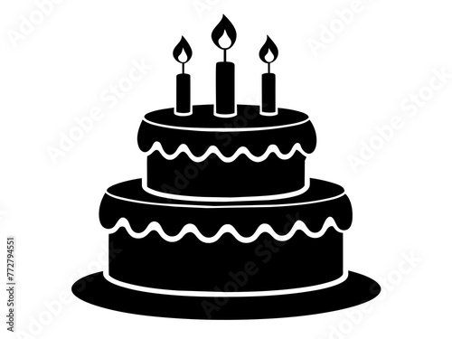 Trendy Flat Design Birthday Cake Icon  Simple Vector Image   Background Queries