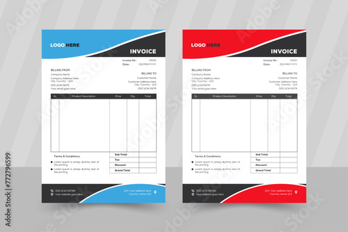 Creative simple modern invoice vector design template layer organized a4 template	 (ID: 772796599)