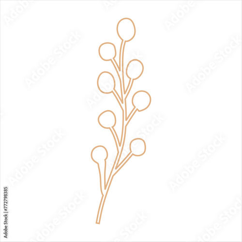 Outline beige abstract floral vector element