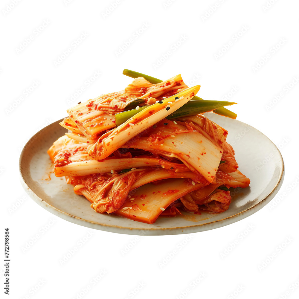 Transparent Kimci korean food on white plate Transparent Kimci korean food on white plate