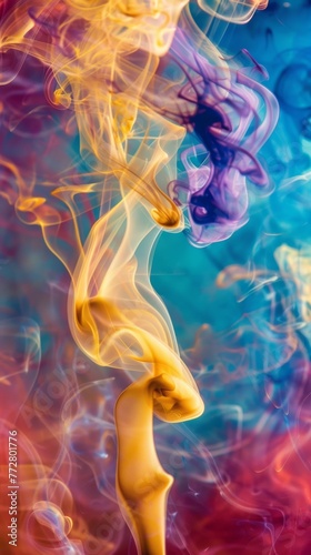 Colorful abstract smoke art on vibrant background