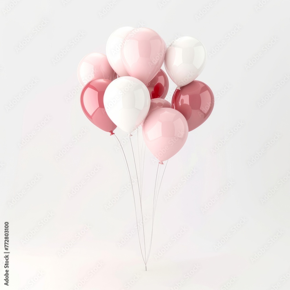 custom made wallpaper toronto digital3D Render of a bunch of helium balloons floating against a white backdrop, on isolated white background, Generative AI