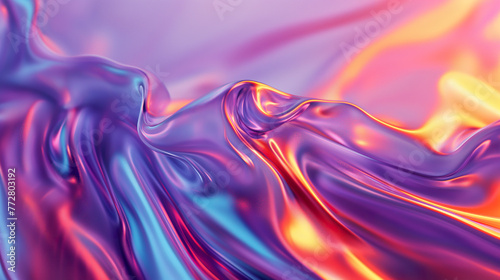 abstract fluid iridescent holographic curved wave in motion colorful, gradient design background