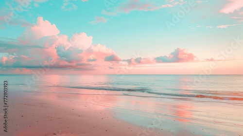Pink and Blue Sky Over Ocean © BrandwayArt