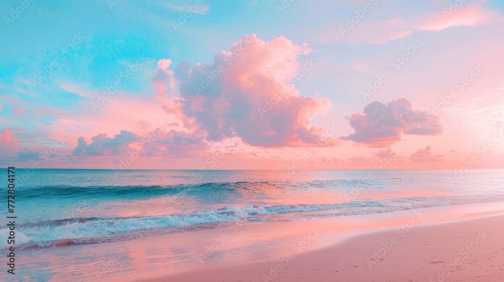 Pink and Blue Sky Over Ocean