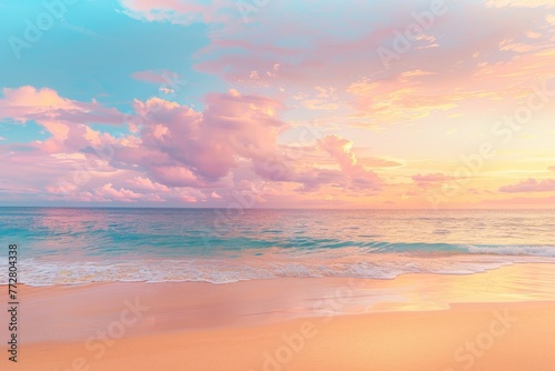 Beach Sunset Painting With Clouds © BrandwayArt