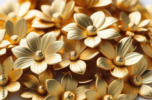 Background of golden flowers on a white background