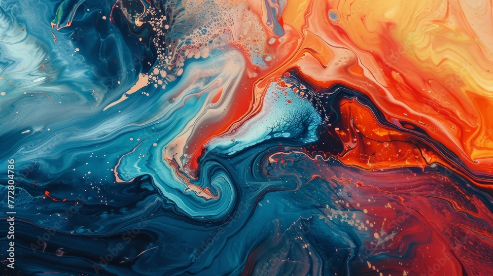 Abstract fluid art with vibrant colors - obrazy, fototapety, plakaty 