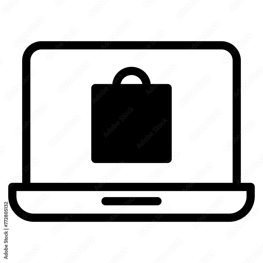 online shopping, shopping bag on computer icon online shopping, shopping bag on computer icon