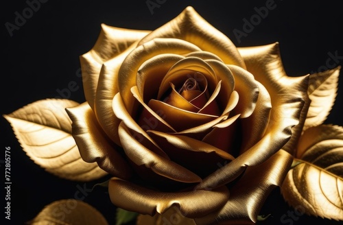 golden rose on a black background.
