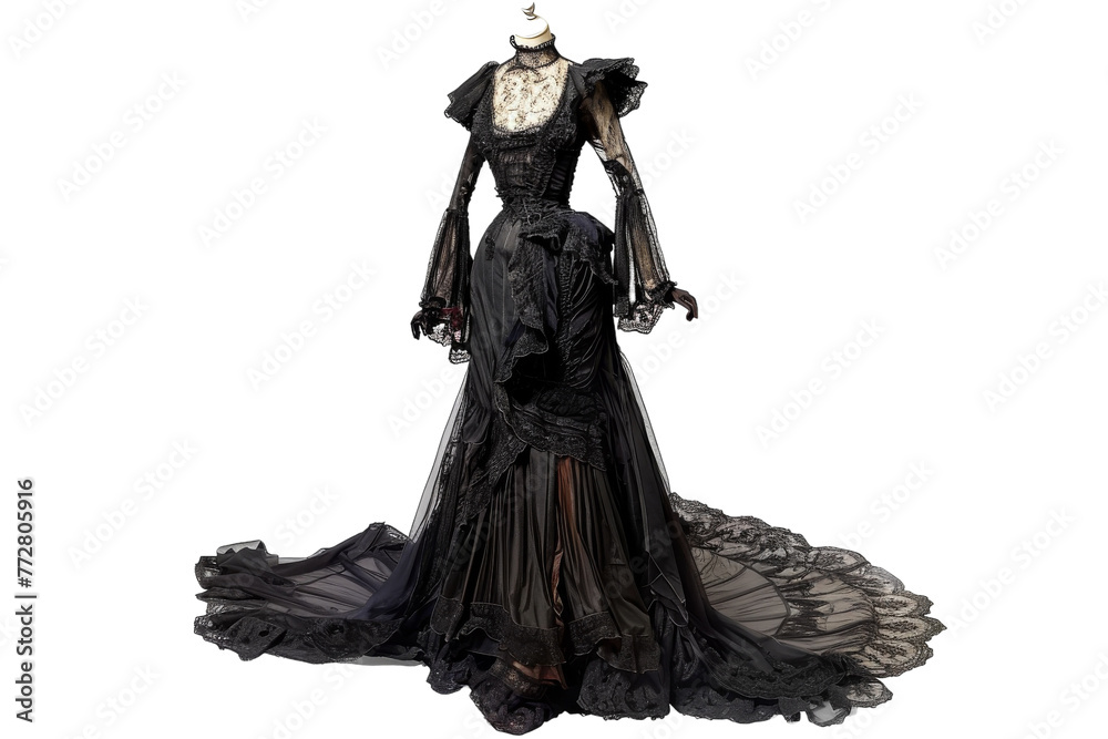 Elegant Black Dress With White Lace