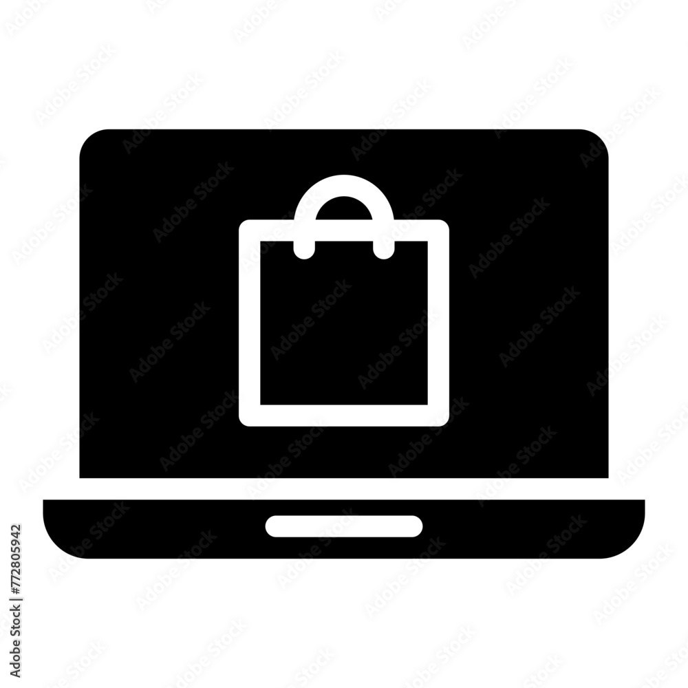 online shopping, shopping bag on computer icon online shopping, shopping bag on computer icon