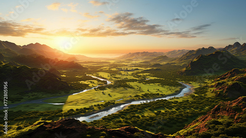 sunset in the mountains high definition(hd) photographic creative image