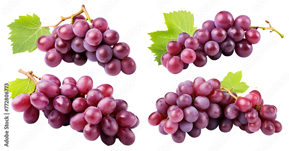 Obraz premium Set of ripe grapes with leaves, cut out