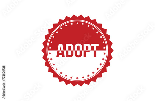 Adopt red ribbon label banner. Open available now sign or Adopt tag.