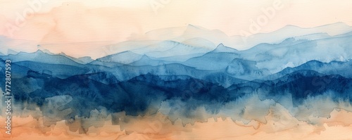 Abstract watercolor painting of mountain landscape