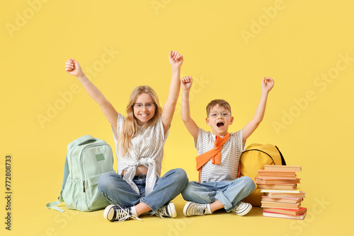 Happy little pupils in eyeg...