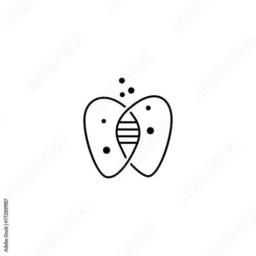 tooth logo with dna combination in line art design style