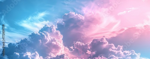 Pastel Dreamscape: Cotton Candy Clouds Adorning a Serene Sky - Generative AI