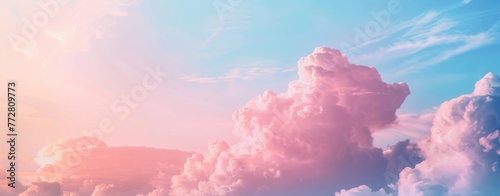 Pastel Dreamscape: Cotton Candy Clouds Adorning a Serene Sky - Generative AI