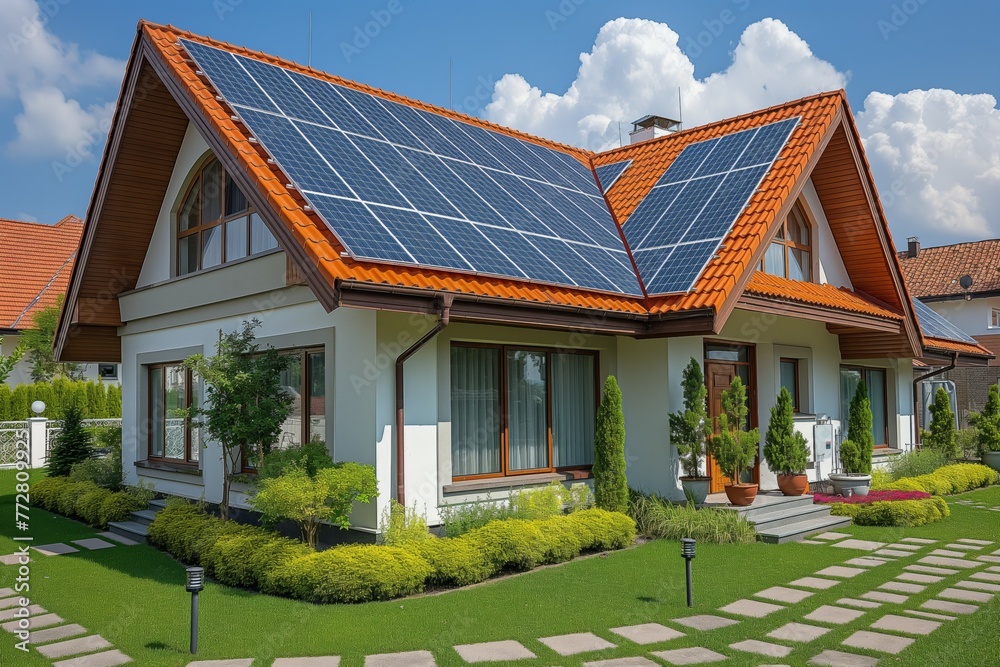 Eco-friendly home with solar panel system