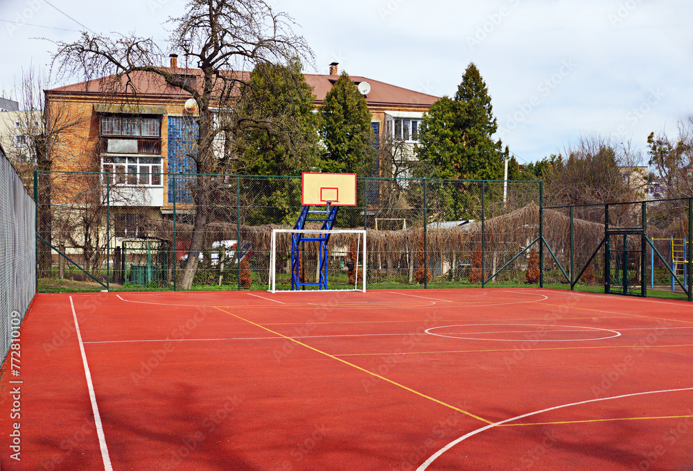 Empty sports ground in early spring