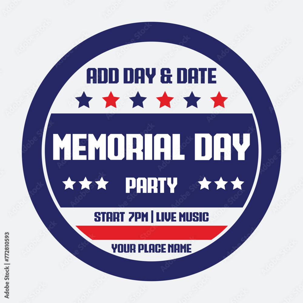 Memorial day party poster flyer social media post design Memorial day party poster flyer social media post design