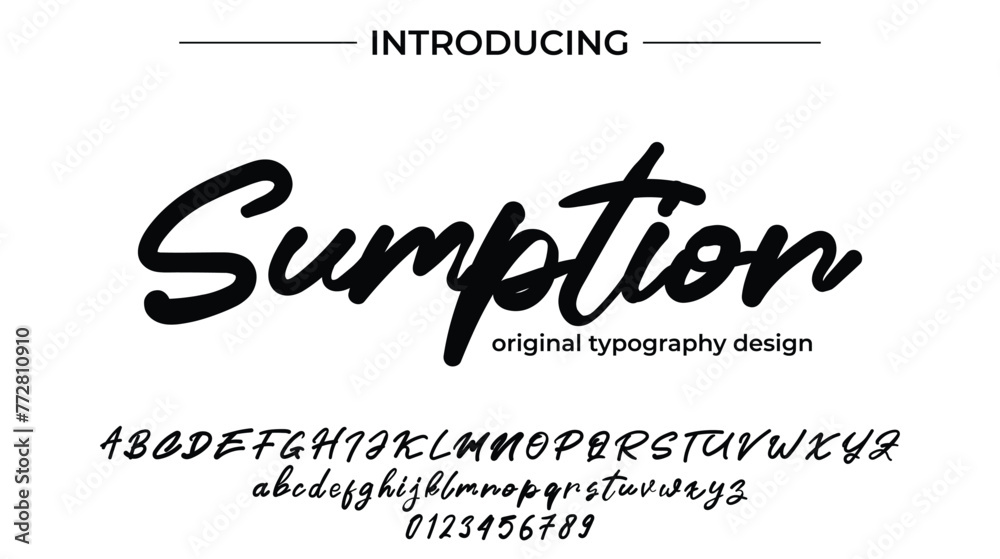 Sumption Font Stylish brush painted an uppercase vector letters, alphabet, typeface Sumption Font Stylish brush painted an uppercase vector letters, alphabet, typeface