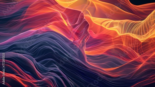 Abstract digital landscape with flowing lines