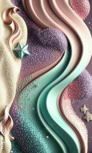 beautiful mermaid themed background with glitter and stars