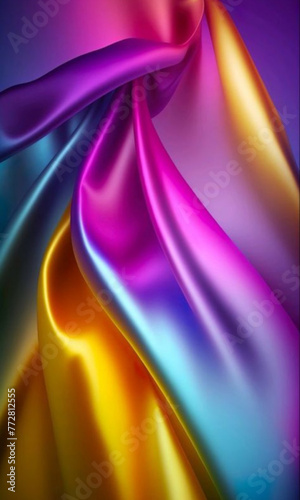 colorful silk fabric with a purple and yellow background