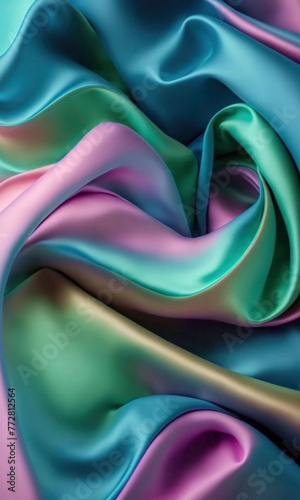 close up of a blue and pink silk fabric