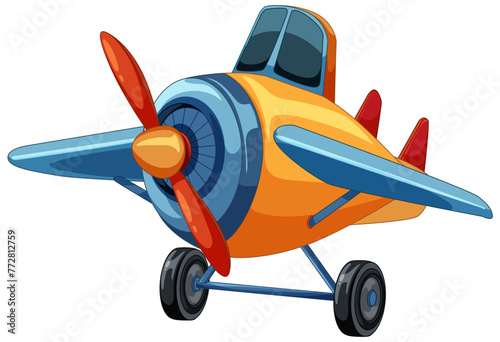 Brightly colored cartoon vector of a propeller plane
