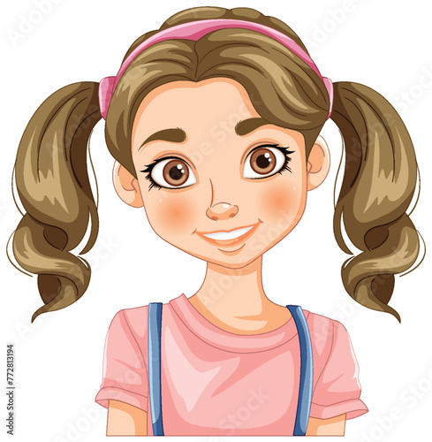 Vector illustration of a smiling young girl