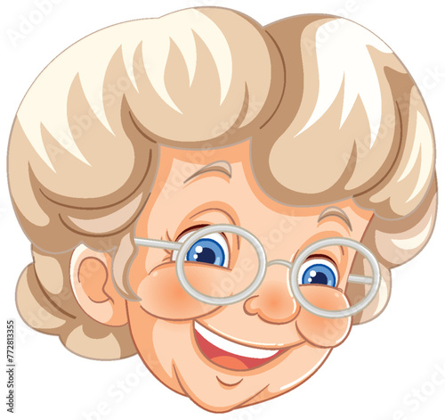 Vector illustration of a smiling elderly woman.