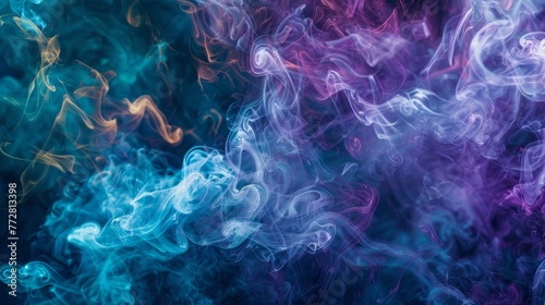 Colorful smoke patterns on dark background