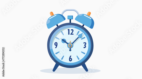 Blue alarm clock on a white background on the dial 12