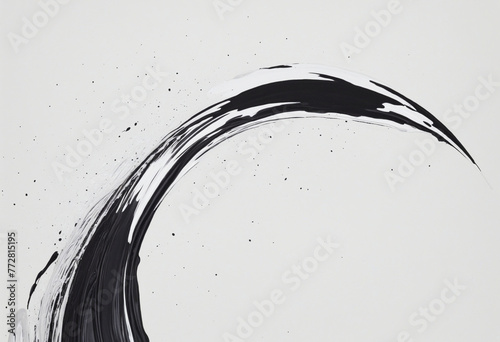 Black ink Sumi ink Sumi brush Art Wave Curve White background Frame Stroke Brush colorful background