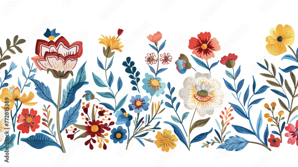 Borders flower. Embroidery pattern design for print o