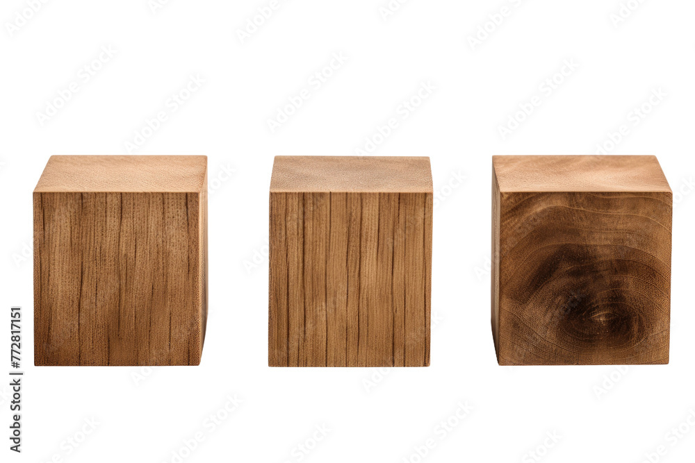 Naklejka premium Balance of Nature: Three Wooden Pieces. On a Clear PNG or White Background.
