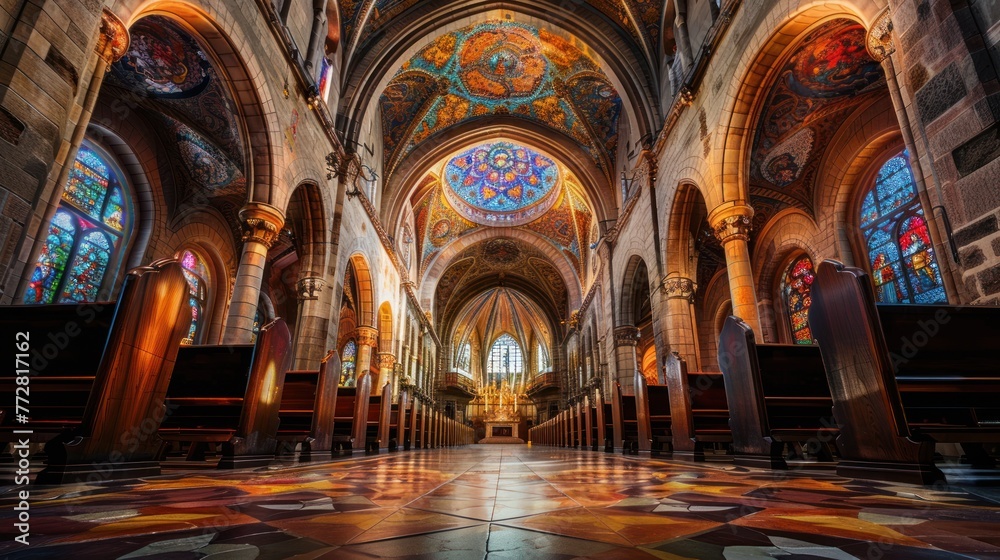 Fototapeta premium Symphony of Design: Captivating Images of Church Wall Ornaments and Decorative Artistry