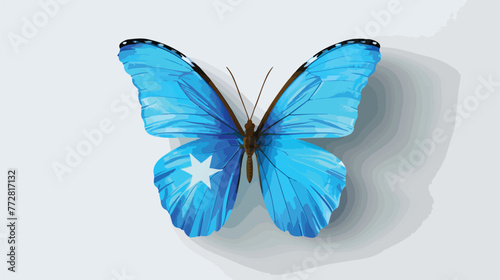 Butterfly Somalia flag on paper as card flat vector isolated