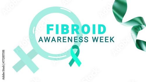 Fibroid awareness week. Teal color ribbon wave motion.